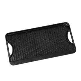 VEVOR Reversible Grill/Griddle, 20x10 inch Pre-Seasoned Cast Iron Griddle, Portable Rectangular Pan with Handle