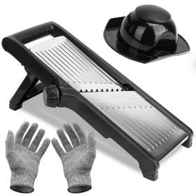 1Pc Mandoline Food Slicer Stainless Steel Food Cutter Vegetable Fruit Chopper Grater Peeler Kitchen Julienne Slicer With 5 Adjustable Blades Food (Option: Black)