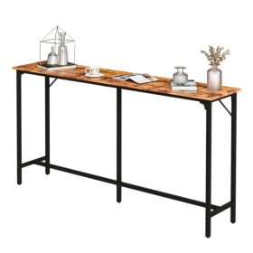 71-Inch Bar Table (Brown) - 209 Lbs Capacity Pub Height Table With Durable MDF Top & Metal Frame, Ideal For Kitchen/Bar Counte (Option: Defaulttitle)
